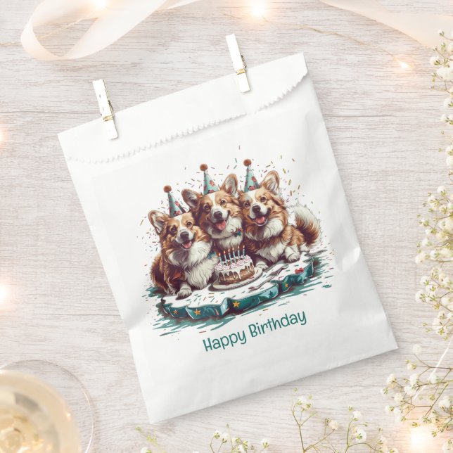 Happy Birthday Pembroke Welsh Corgi Dogs Favor Bag (Clipped)