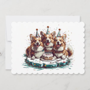 Happy Birthday Pembroke Welsh Corgi Dogs Invitation