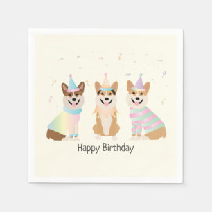 Happy Birthday Pembroke Welsh Corgi Dogs Napkins
