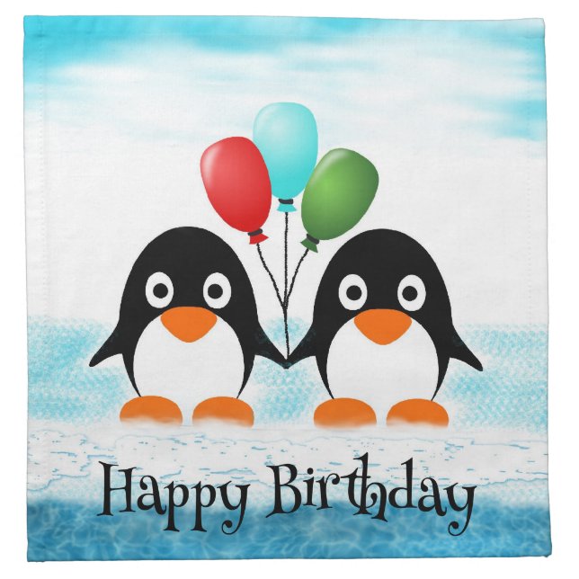 Happy Birthday Penguin Birthday Party Napkins (Front)