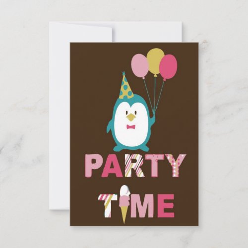 Happy Birthday Penguin Custom Invitation