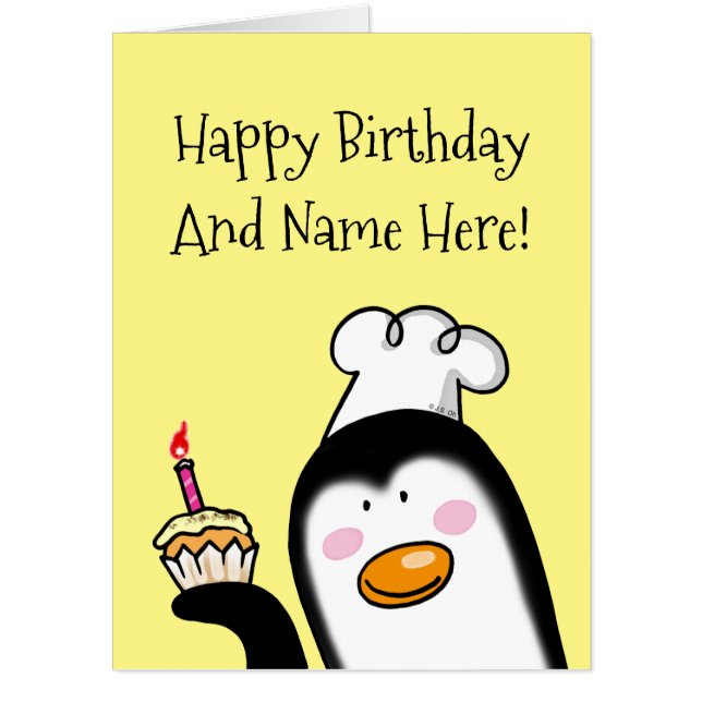 happy birthday (penguin cupcake) card (Front)