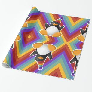 Happy Birthday Penguin Rainbow Wrapping Paper