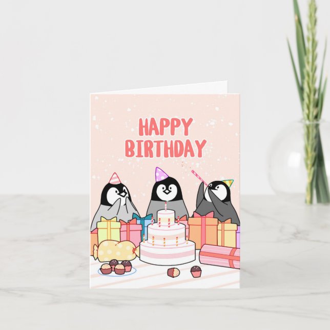 Happy birthday penguins card (Front)