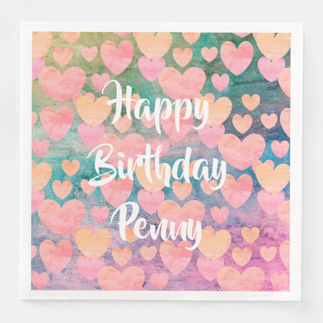 Happy Birthday #Penny party napkins by DAL (Front)