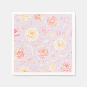 Happy Birthday, Peonies Shabby Chic Napkins