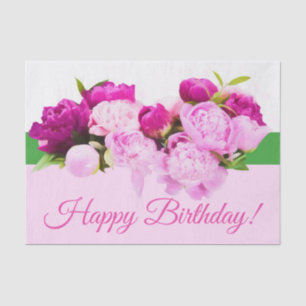 Happy Birthday Peonies Tissue Paper
