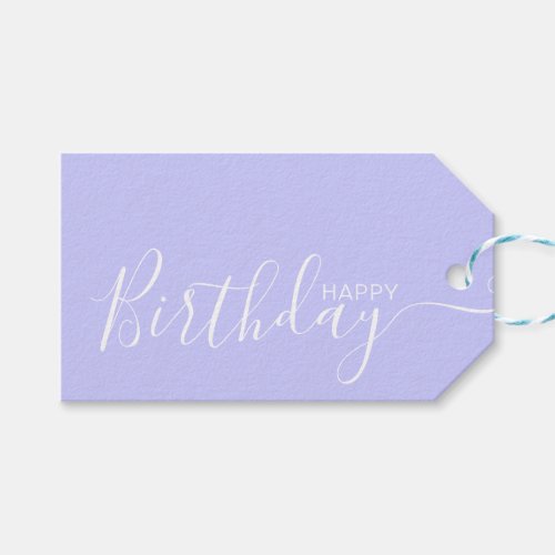 Happy Birthday Periwinkle White Modern Gift Tags