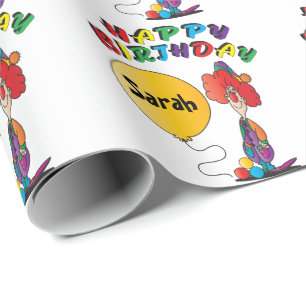 Happy Birthday Personalize Clown Wrapping Paper