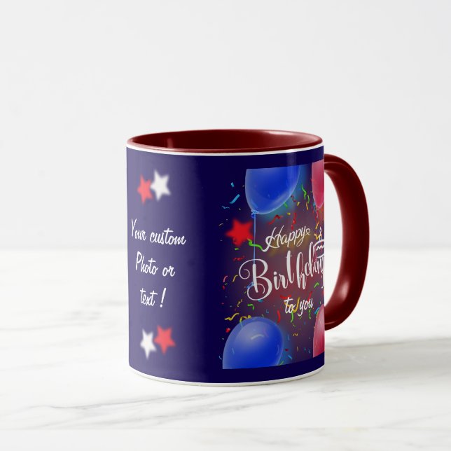 Happy Birthday personalize Dark Gift Mug (Front Right)