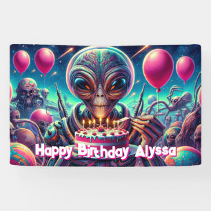 Happy Birthday   Personalized Alien Themed Banner