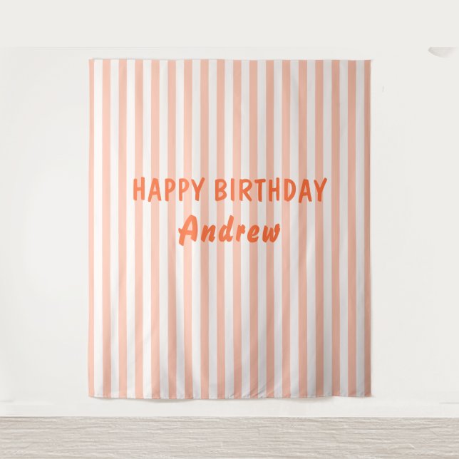 Happy Birthday Personalized Banner Wall Tapestry (Front)