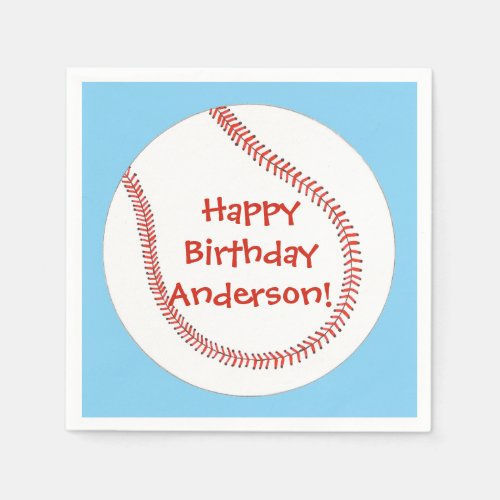 Happy Birthday Personalized Baseball Napkins