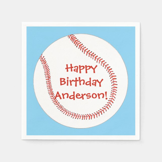 Happy Birthday Personalized Baseball Napkins (Front)