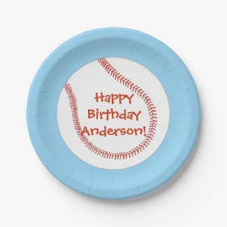 Happy Birthday Personalized Baseball Plates
