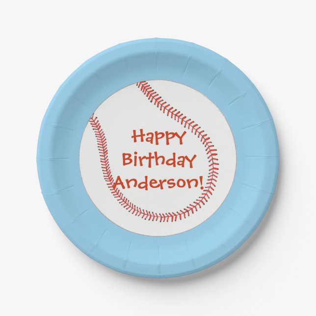 Happy Birthday Personalized Baseball Plates (Front)