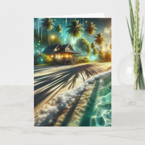 Happy Birthday Personalized Beach House Themed Card