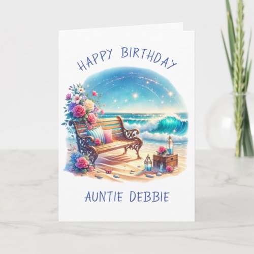 Happy Birthday Personalized Beach Theme Card