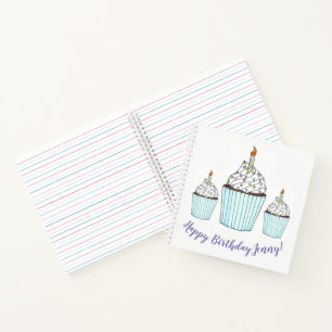 Happy Birthday Personalized Cake Cupcake Favor Notebook