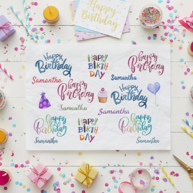 Happy Birthday Personalized Custom Party Name  Tissue Paper (Creator Uploaded)