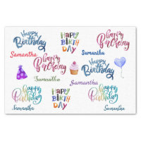 Personalized Happy Birthday Design Birthday Tissue Paper