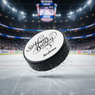 Happy Birthday Personalized Hockey Puck