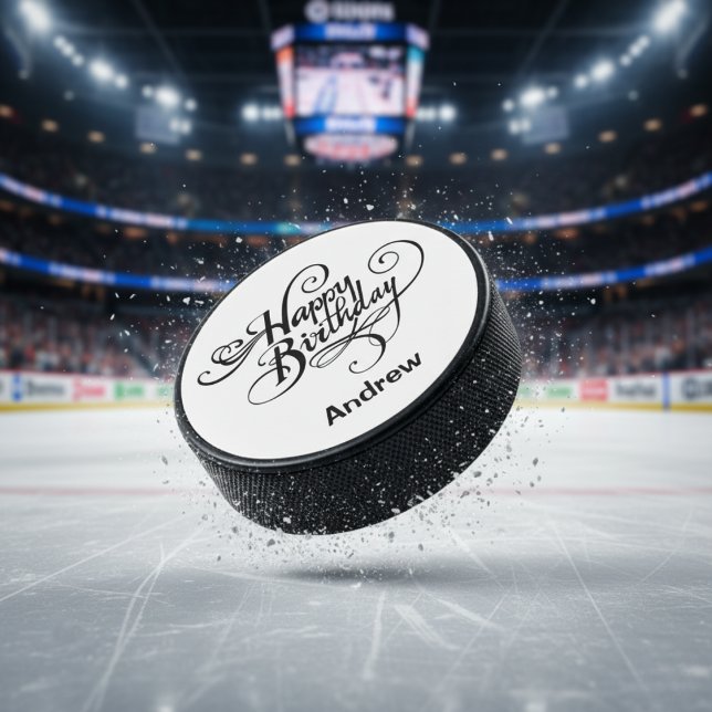 Happy Birthday Personalized  Hockey Puck (Happy Birthday Personalized Hockey Puck)