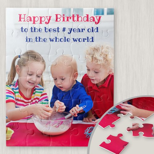 Happy Birthday Personalized Kids Photo Jigsaw Puzzle