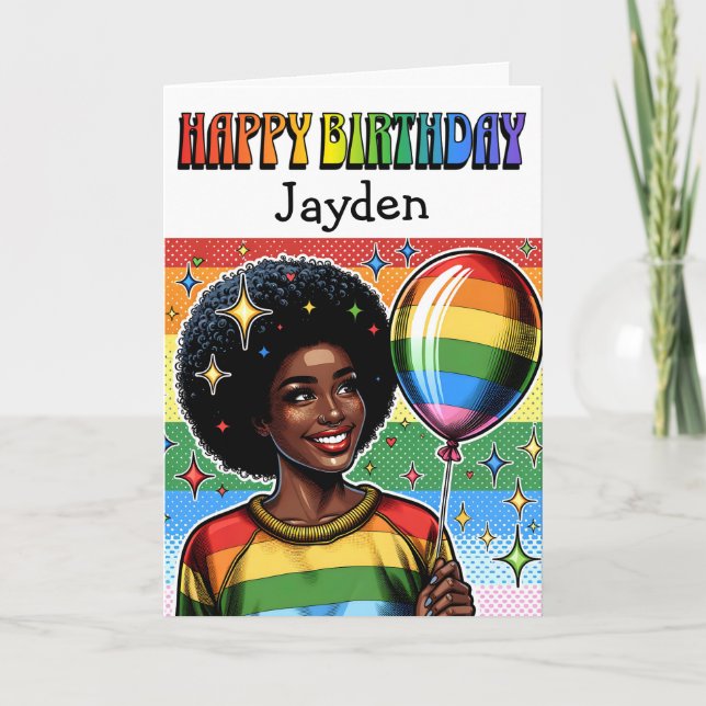 Happy Birthday Personalized LGBTQIA+ Card (Front)