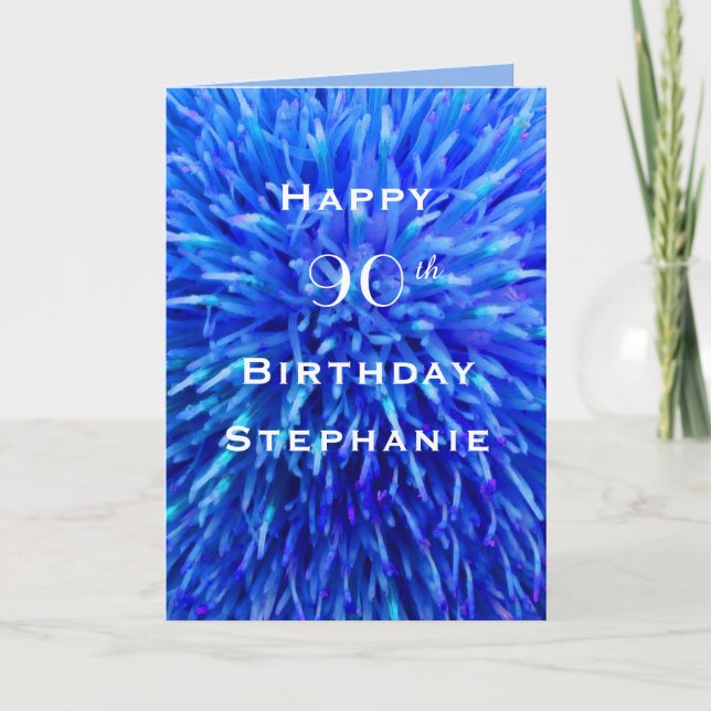Happy Birthday, Personalized, Multi Blue Abstract Card (Front)