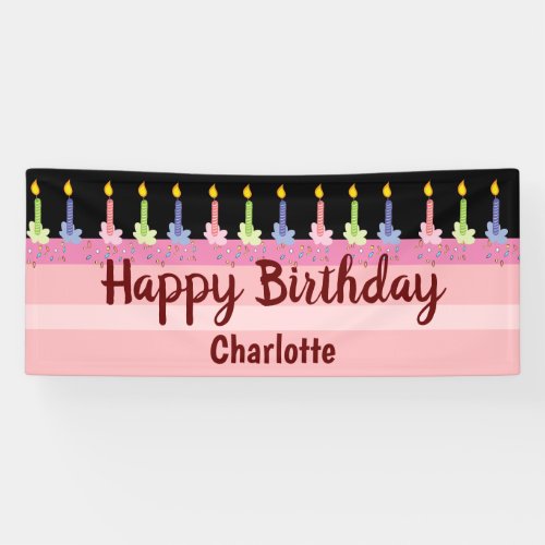 Happy Birthday Personalized Name Cute Cake Banner