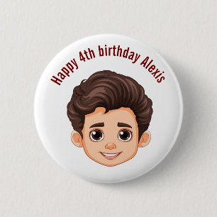 Happy Birthday Personalized Name  Face Pin 