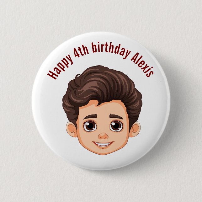 Happy Birthday Personalized Name  Face Pin  (Front)