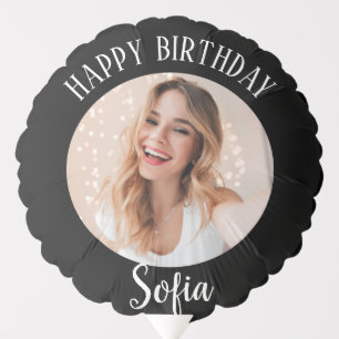 Happy Birthday Personalized photo black Balloon