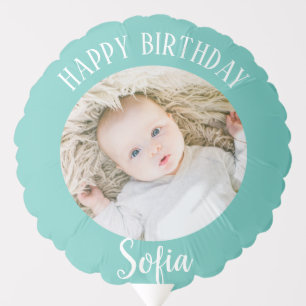 Happy Birthday Personalized photo blue Balloon