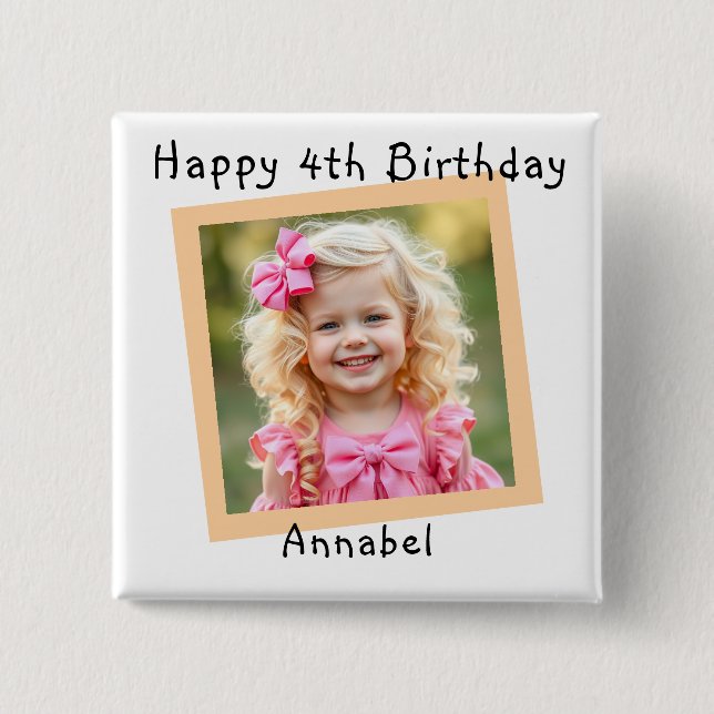 Happy Birthday Personalized Photo Button (Front)