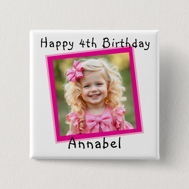 Happy Birthday Personalized Photo Button (Front)