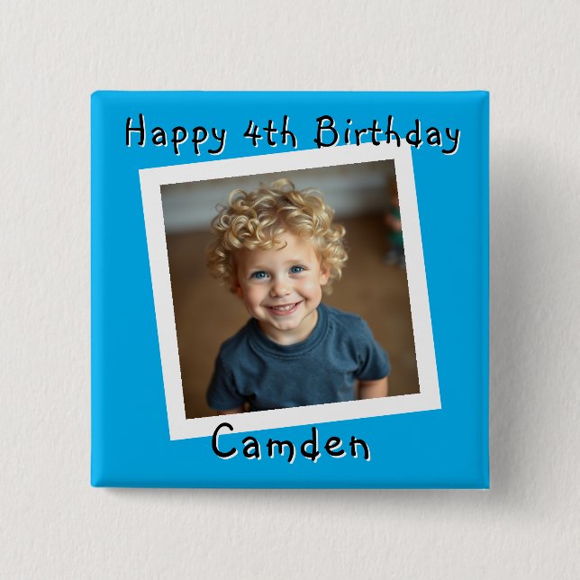 Happy Birthday Personalized Photo Button (Front)