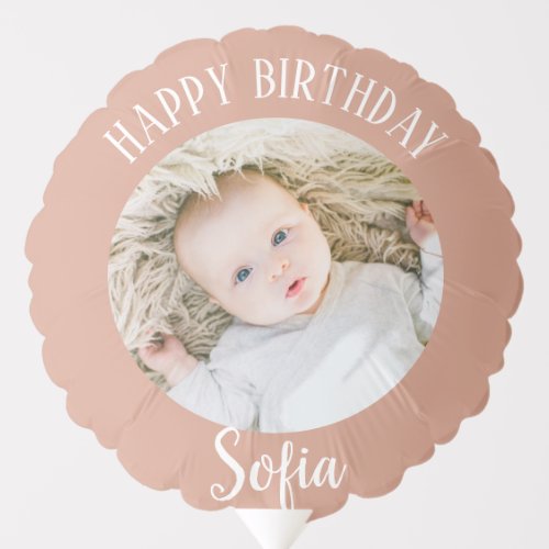 Happy Birthday Personalized photo neutral Balloon