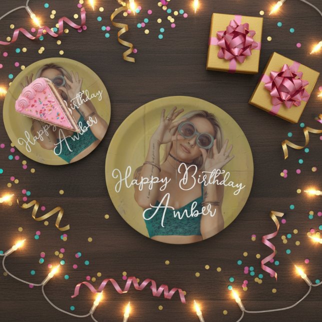 Happy Birthday Personalized Photo Paper Plate (Happy Birthday Personalized Photo Paper Plate)
