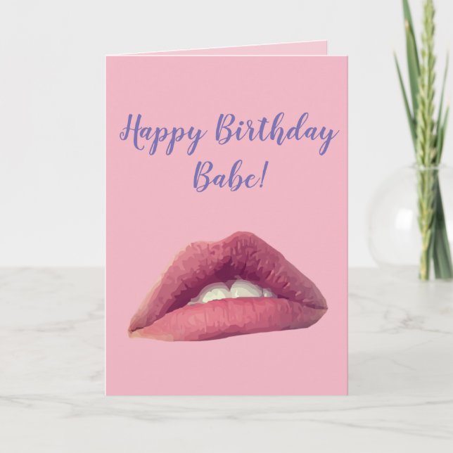 Happy Birthday Personalized pink Lips  Card (Front)