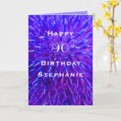 Happy Birthday, Personalized, Purple Abstract Card (Yellow Flower)