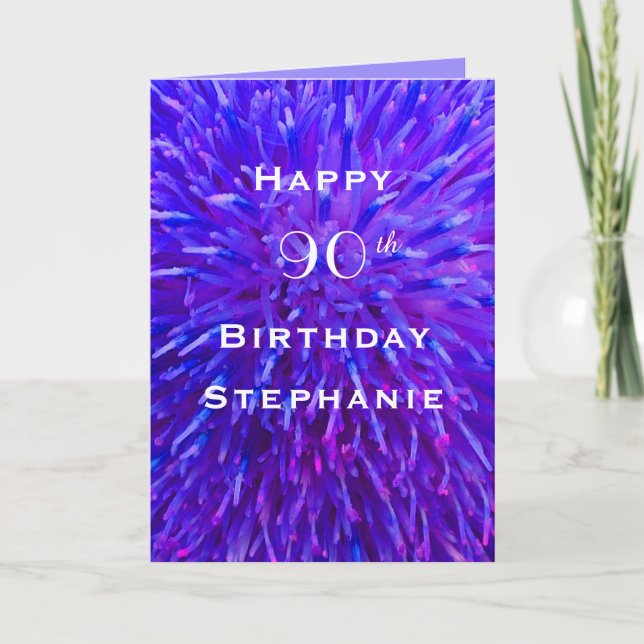 Happy Birthday, Personalized, Purple Abstract Card (Front)