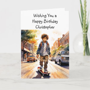 Happy Birthday Personalized Skateboarder Card