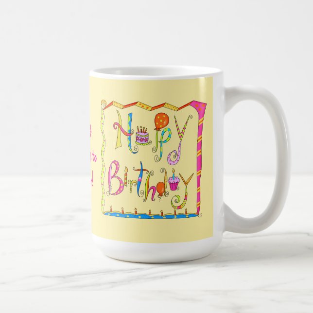 Happy Birthday Personalized Yellow Mug (Right)