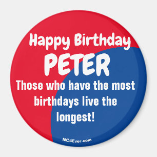 Happy Birthday PETER red/blue magnet