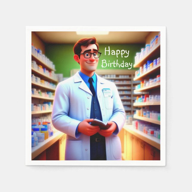 Happy Birthday Pharmacist Napkins (Front)