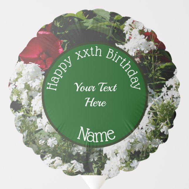 Happy Birthday Phlox Flowers Personalized Balloon (Front)