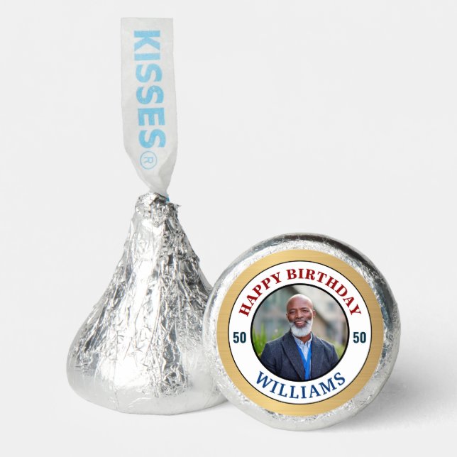 Happy Birthday Photo 50th Fifty Modern Personalize Hershey®'s Kisses® (Front)