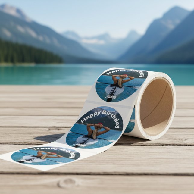 Happy Birthday Photo Classic Round Sticker (Happy Birthday Photo Classic Round Sticker)